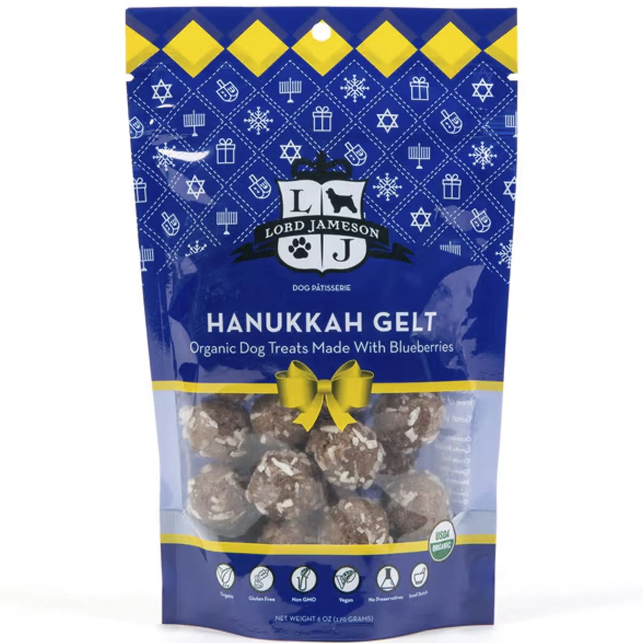 Lord Jameson Hanukkah Gelt Blueberry & Coconut Dog Treats 6 oz