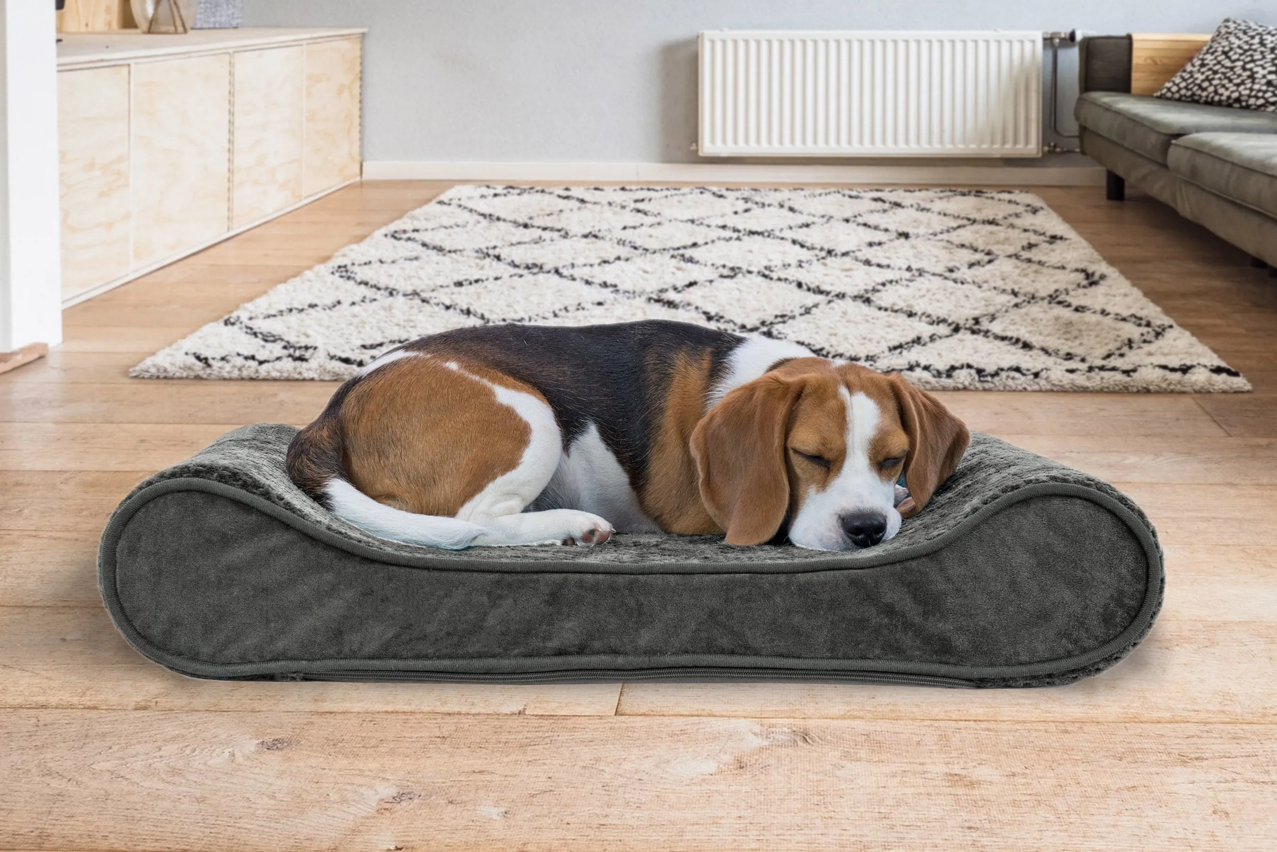 Luxe Lounger Contour Dog Bed - Minky Plush & Velvet