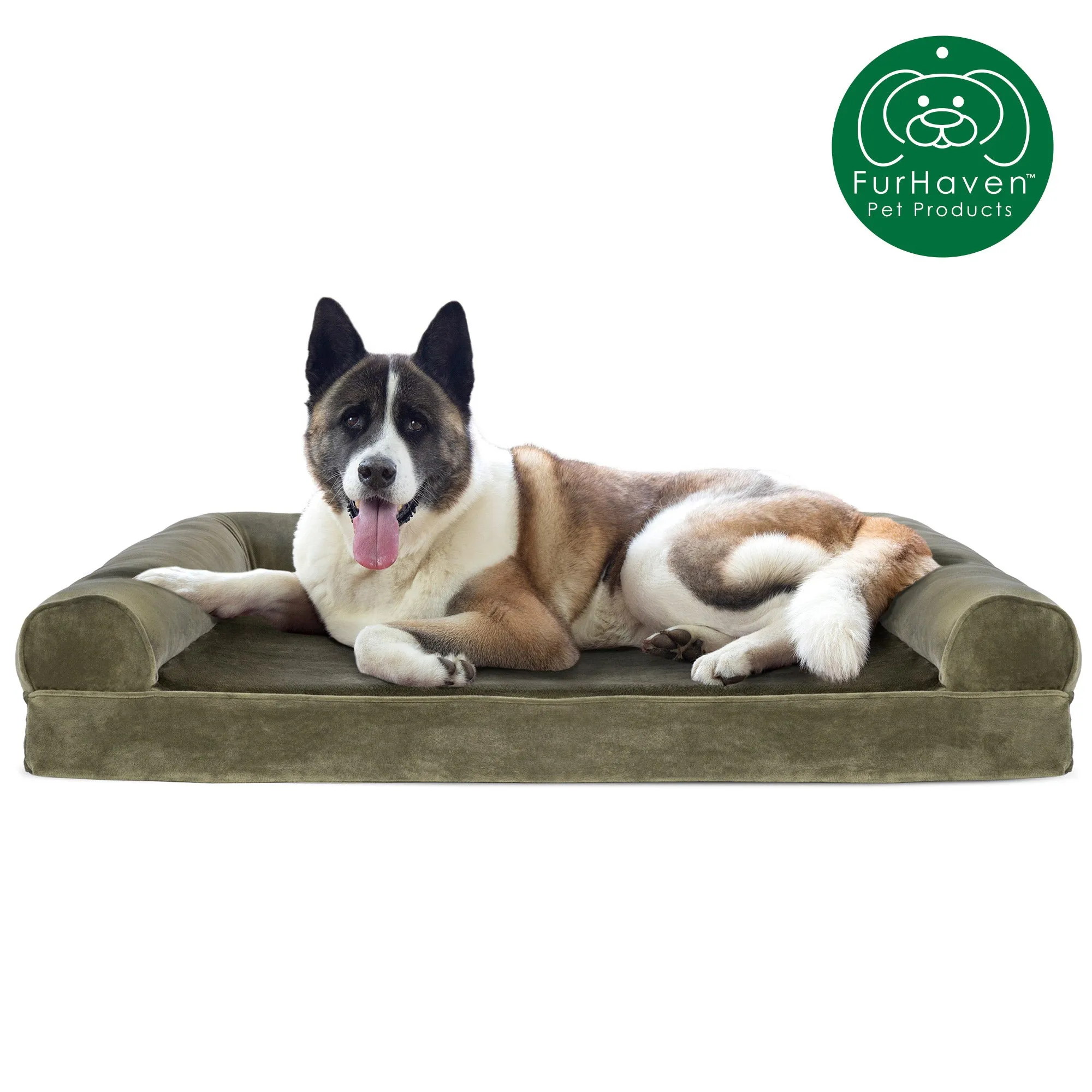 Memory Foam Faux Fur & Velvet Sofa-Style Pet Bed