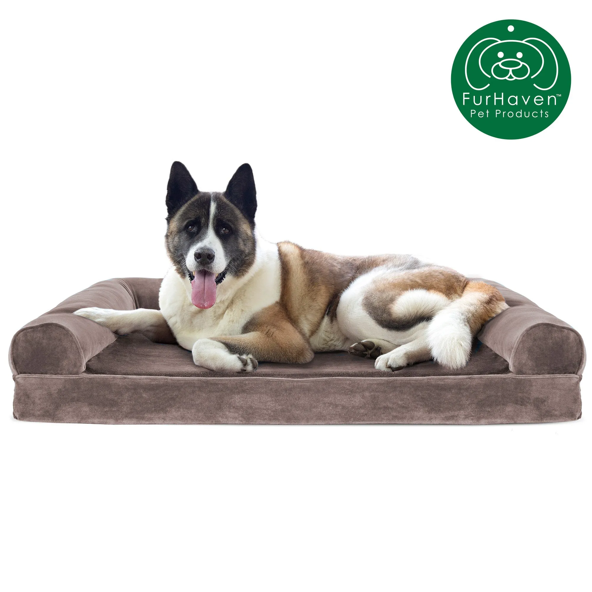 Memory Foam Faux Fur & Velvet Sofa-Style Pet Bed