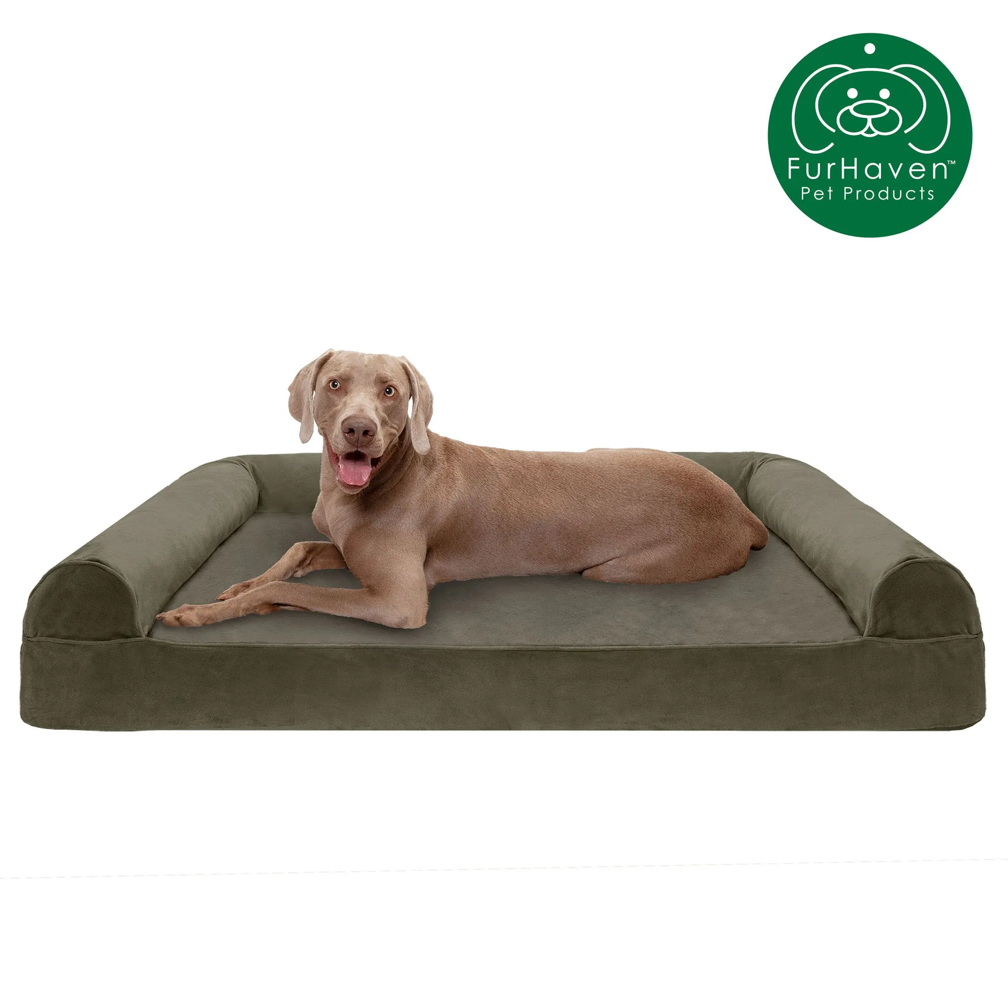 Memory Foam Faux Fur & Velvet Sofa-Style Pet Bed