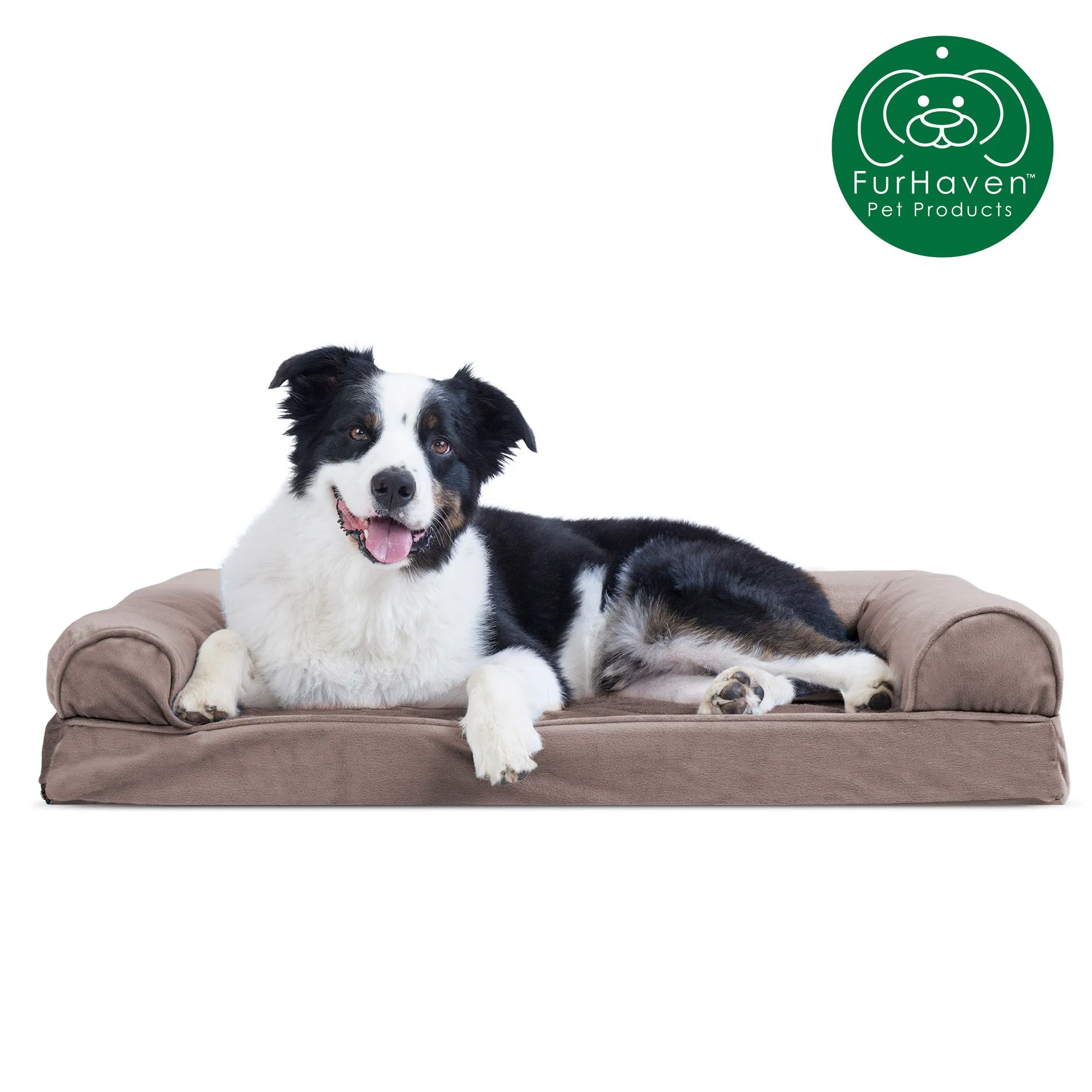 Memory Foam Faux Fur & Velvet Sofa-Style Pet Bed