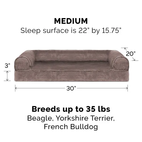 Memory Foam Faux Fur & Velvet Sofa-Style Pet Bed