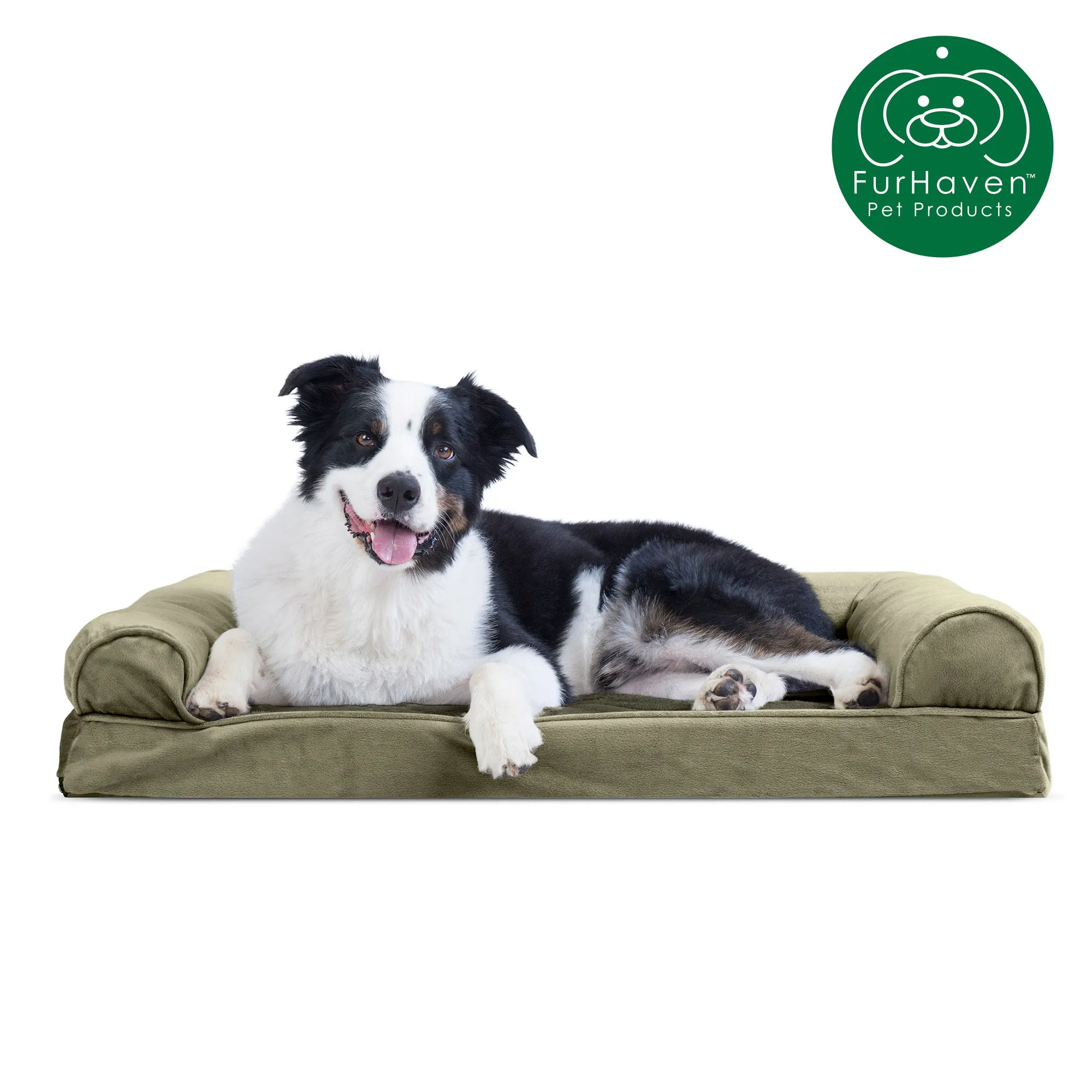 Memory Foam Faux Fur & Velvet Sofa-Style Pet Bed