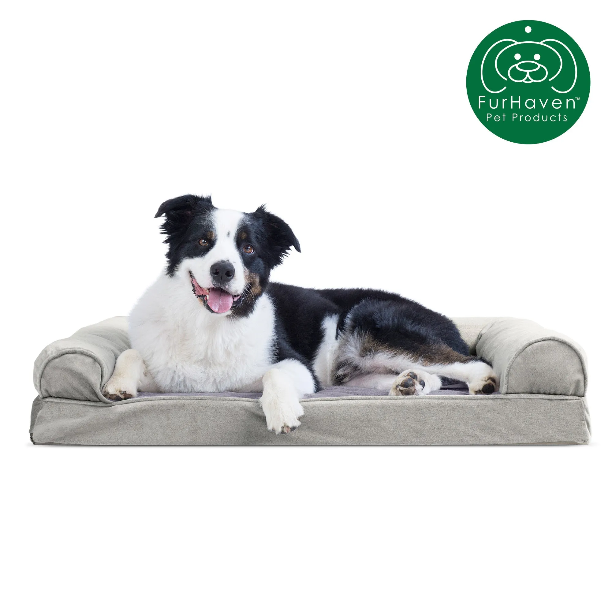 Memory Foam Faux Fur & Velvet Sofa-Style Pet Bed