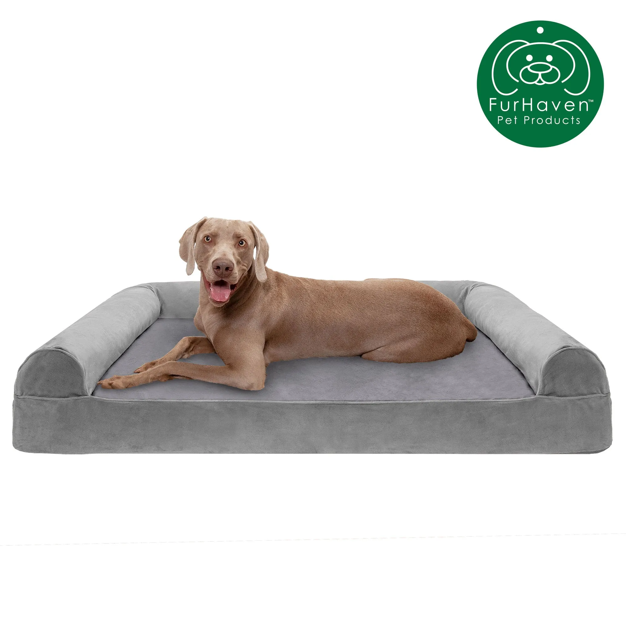 Memory Foam Faux Fur & Velvet Sofa-Style Pet Bed