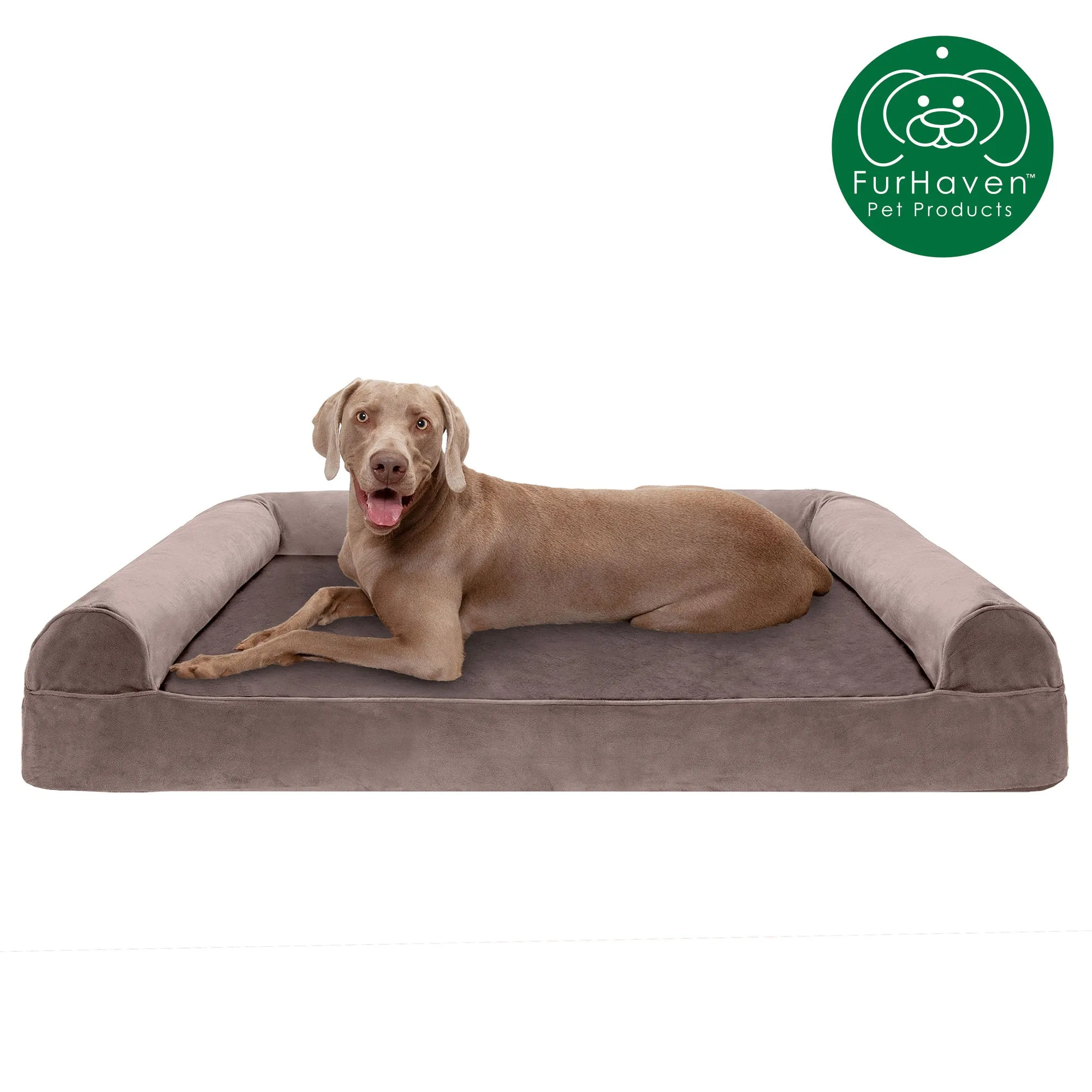 Memory Foam Faux Fur & Velvet Sofa-Style Pet Bed