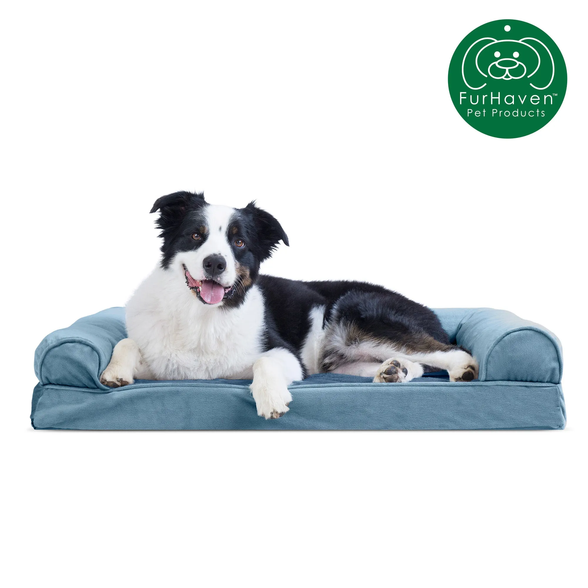 Memory Foam Faux Fur & Velvet Sofa-Style Pet Bed