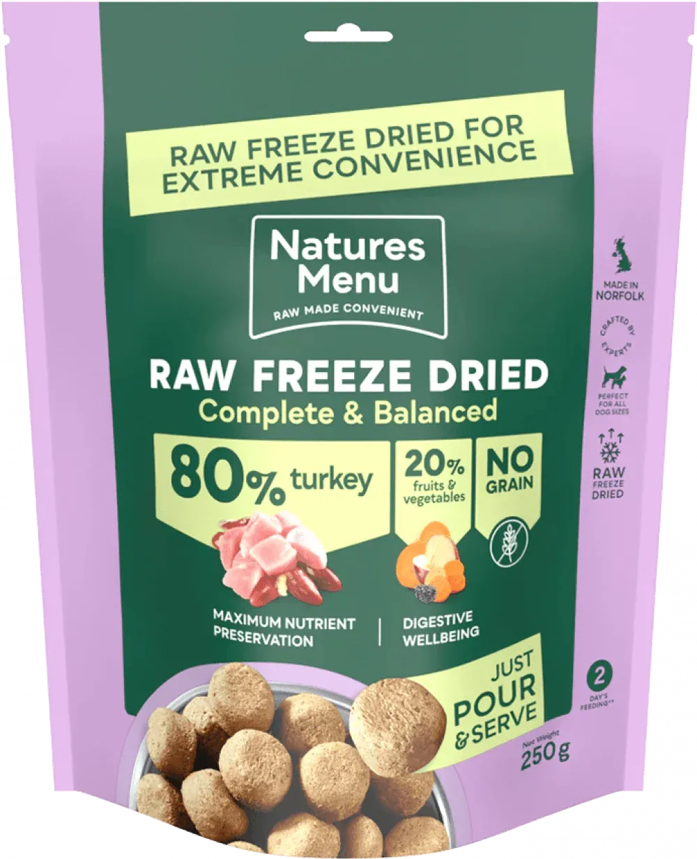 Natures Menu Raw Freeze Dried Complete and Balanced 80/20 Turkey