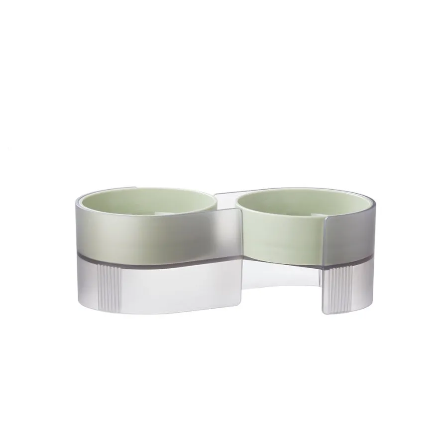 Pidan Dual Bowl for Cats Green