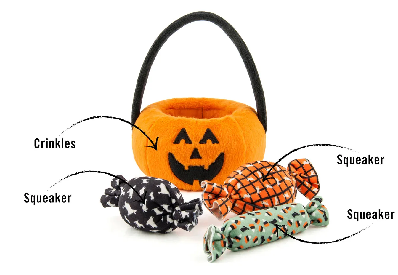 PLAY Dog Toy Halloween Basket & Candies