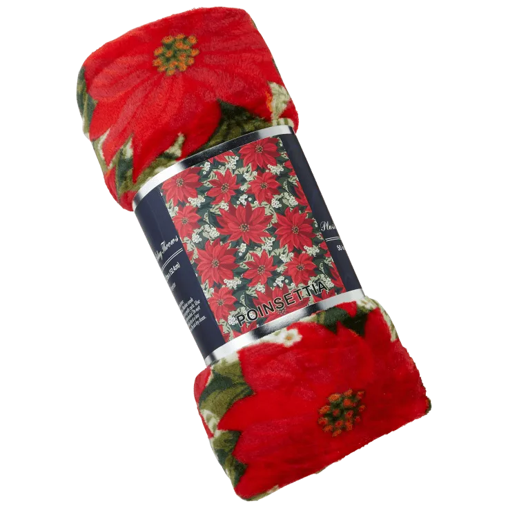 Plush Poinsettia Throw Blanket POINSETTIA