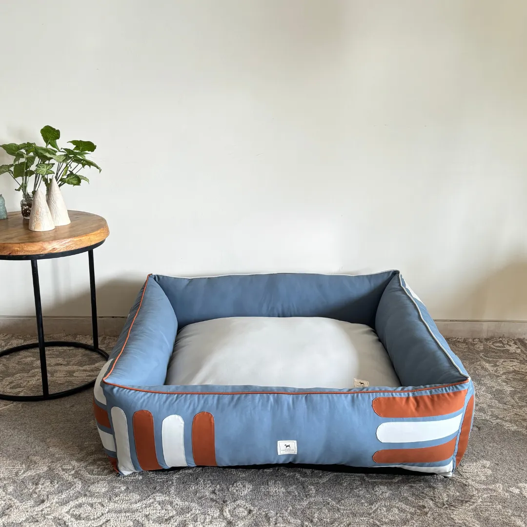 PoochMate Stone Blue Creative Stitches Dog Bed