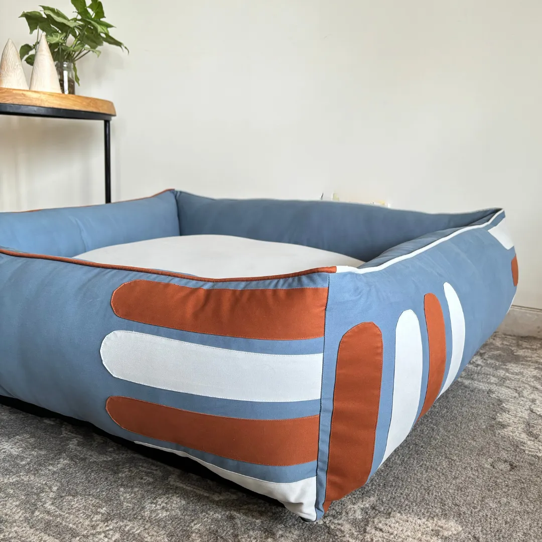 PoochMate Stone Blue Creative Stitches Dog Bed