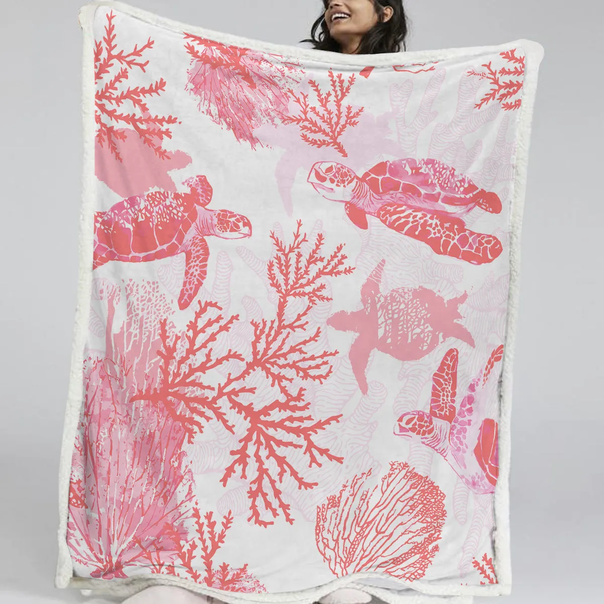 Red Coral Wonders Soft Sherpa Blanket