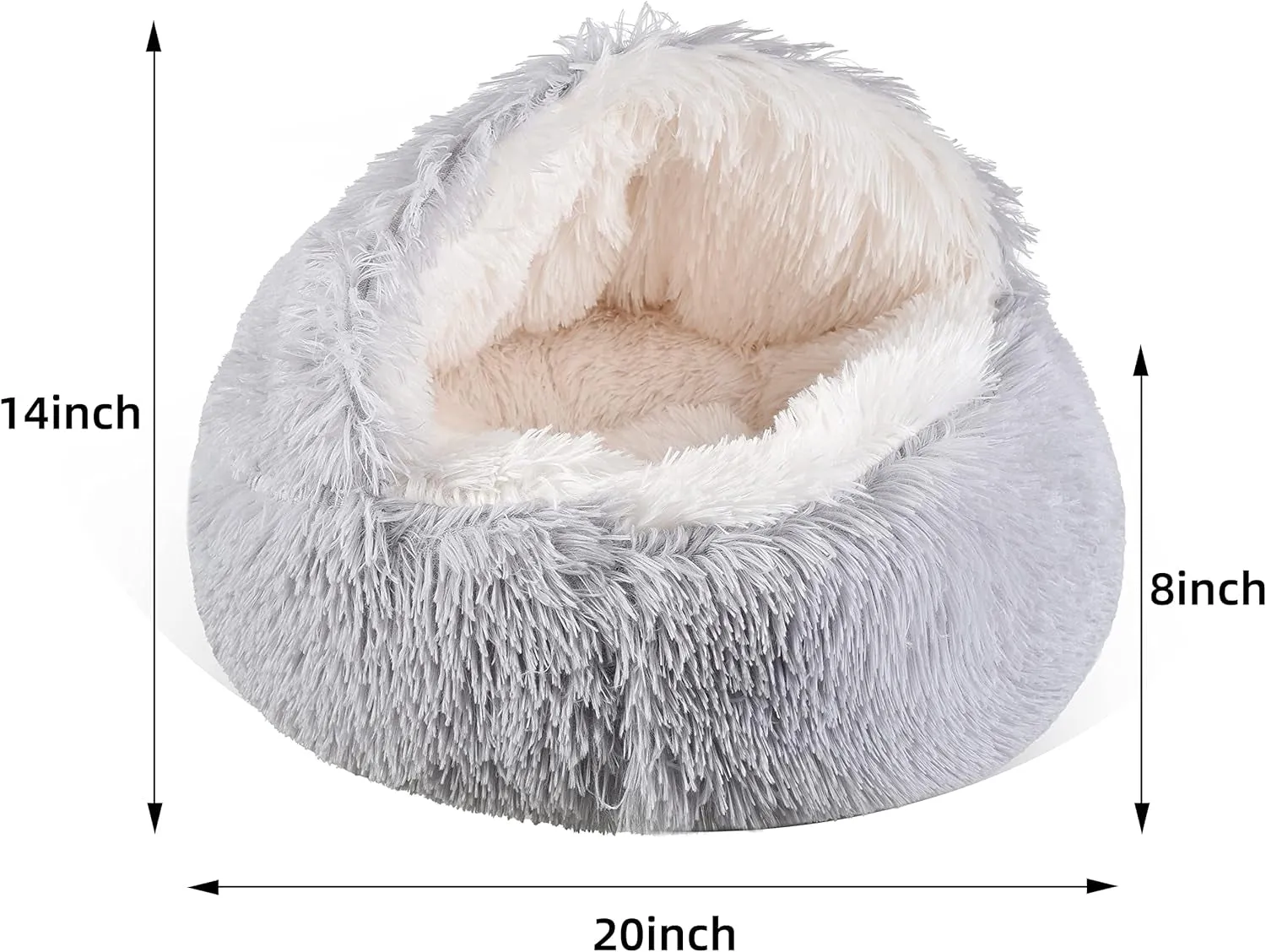 Round Fluffy Hooded Cat Bed