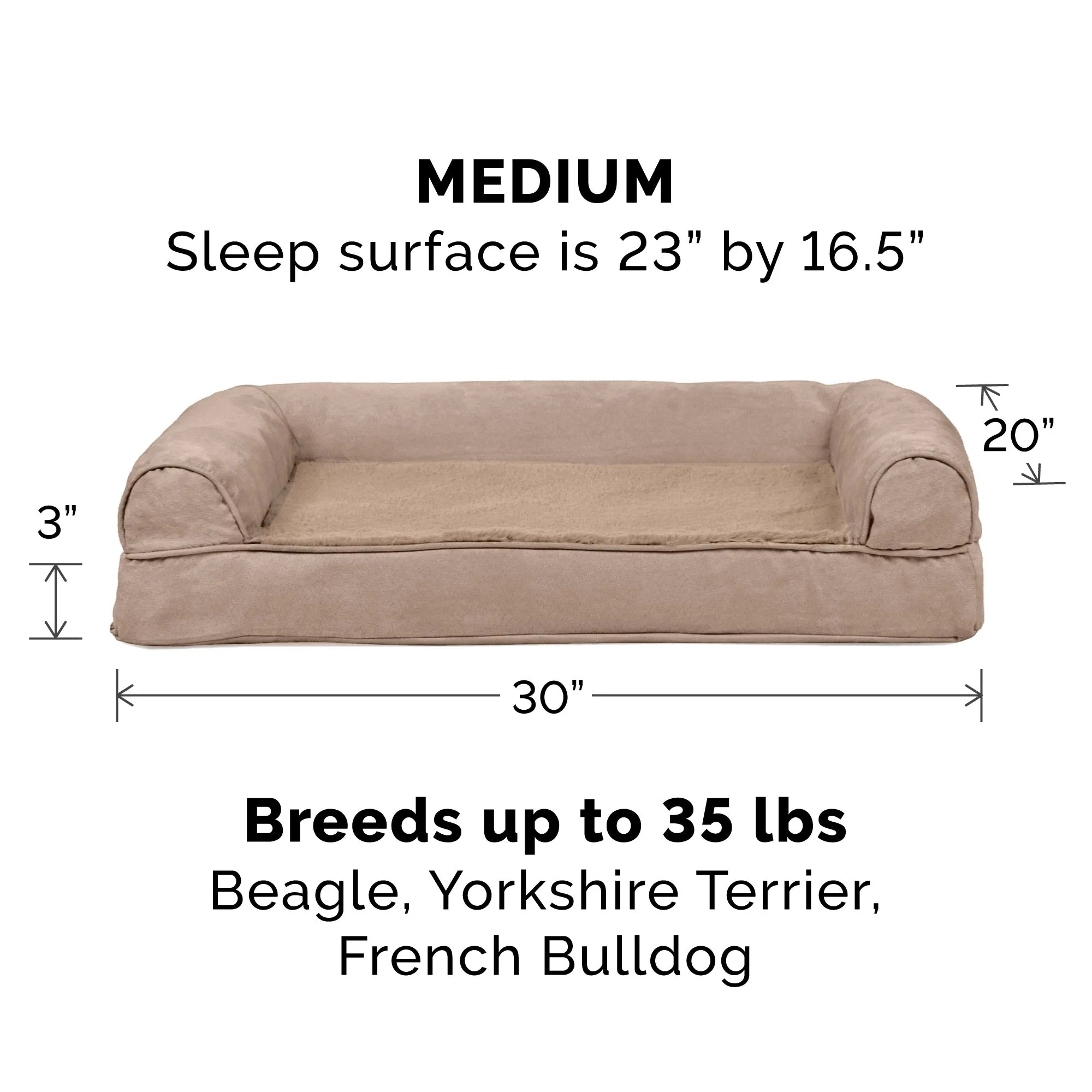 Sofa Dog Bed - Plush & Suede