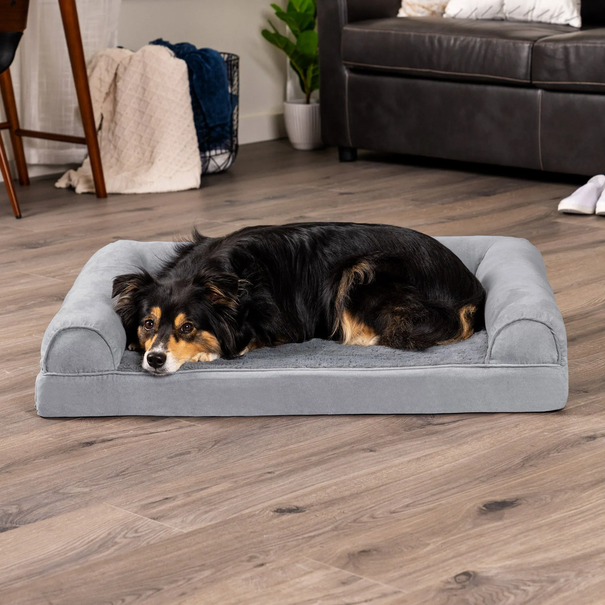 Sofa Dog Bed - Plush & Suede