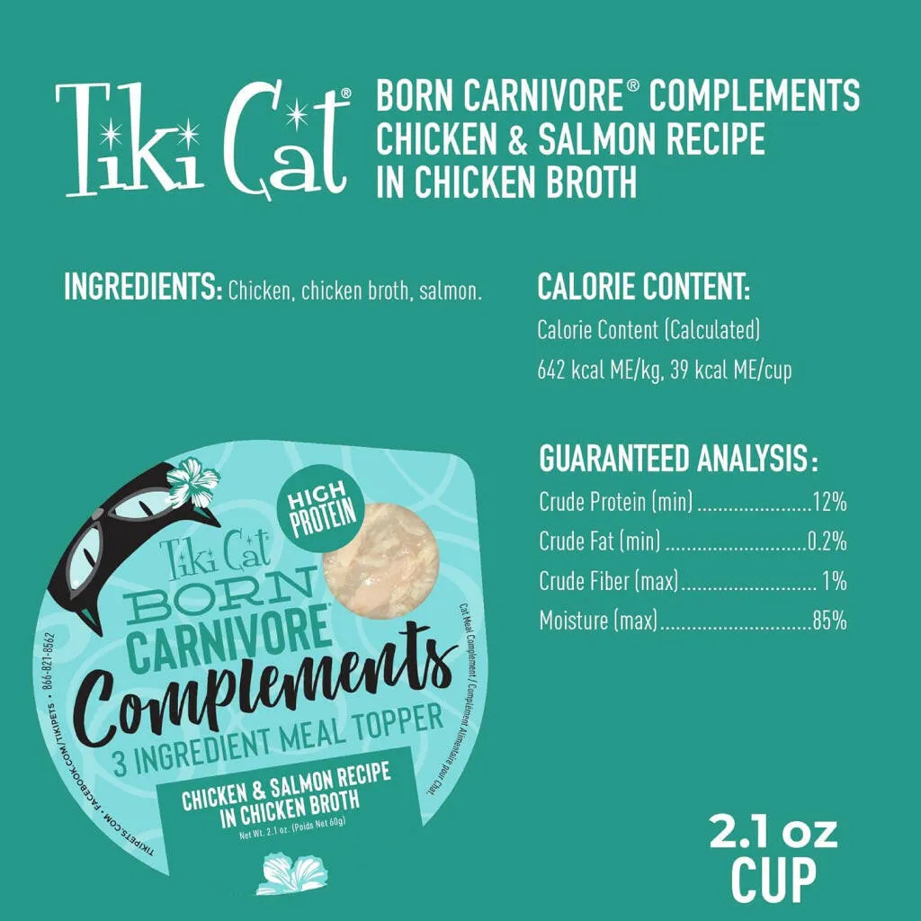 Tiki Cat Complements Chicken & Salmon Grain-Free Wet Food Topper For Cats (2.1 oz x 8 cups)