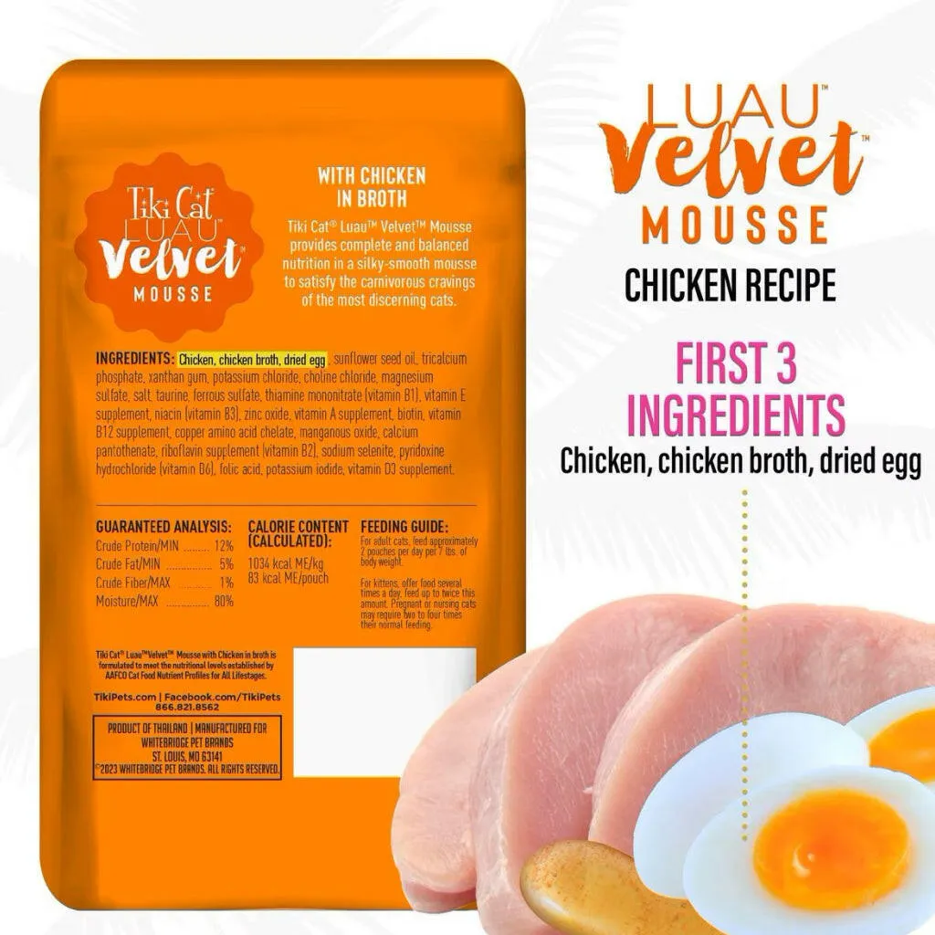 Tiki Cat Velvet Mousse Chicken (2.8 oz x 12 pouches)