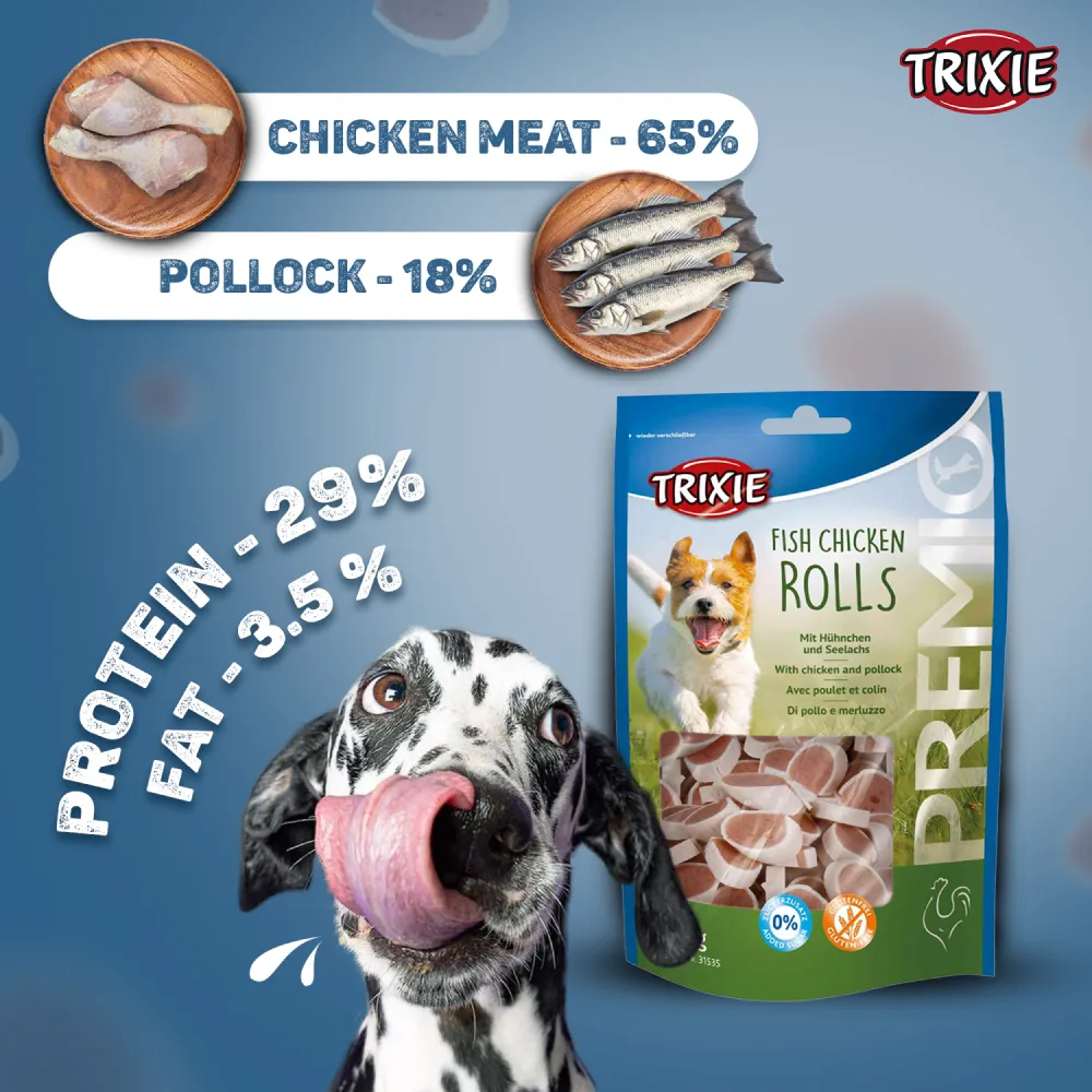 Trixie Premio Fish and Chicken Rolls Dog Treats