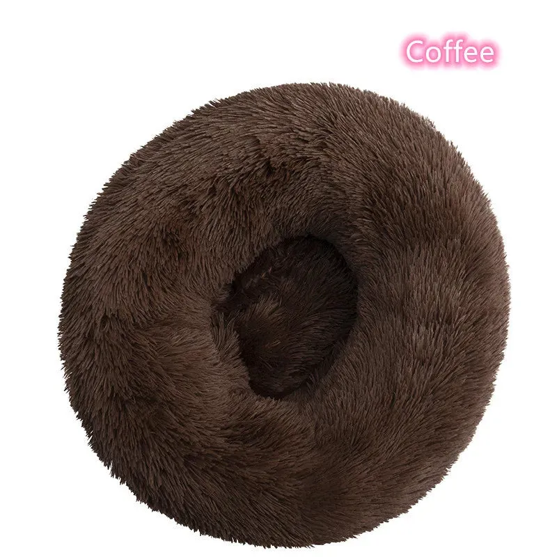 Ultra-Soft Plush Donut Cat Bed for Calming Comfort