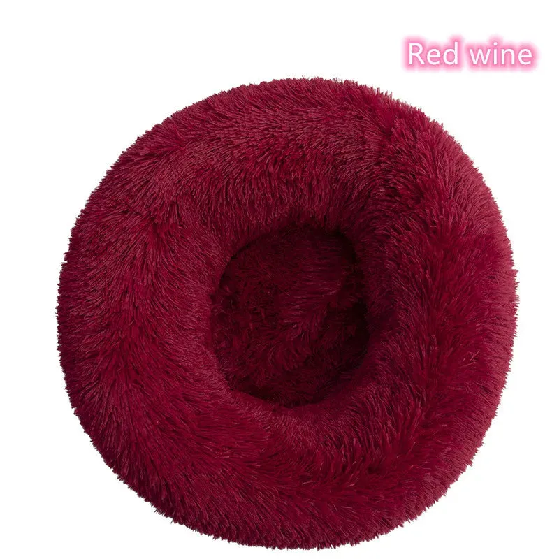 Ultra-Soft Plush Donut Cat Bed for Calming Comfort