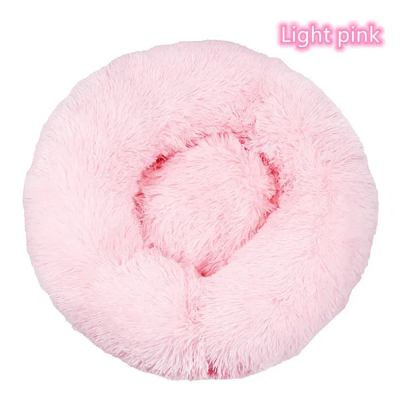 Ultra-Soft Plush Donut Cat Bed for Calming Comfort