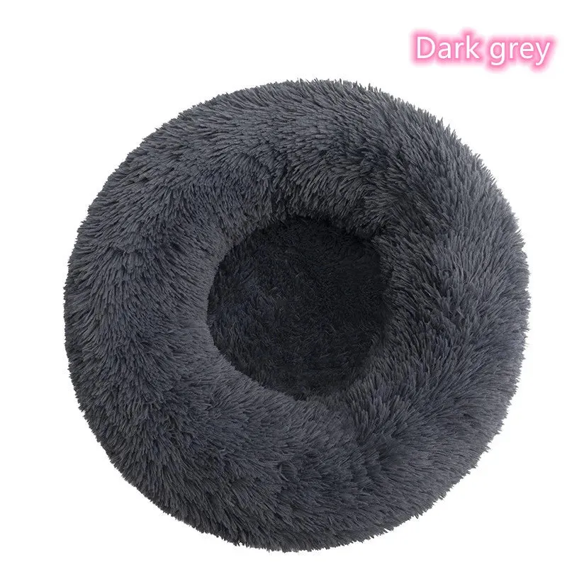 Ultra-Soft Plush Donut Cat Bed for Calming Comfort