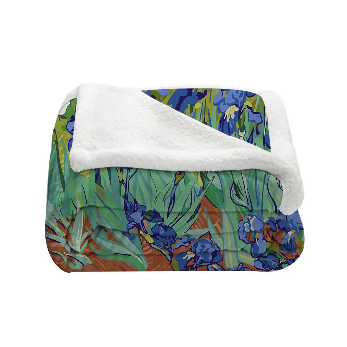 Van Gogh Irises Soft Sherpa Blanket