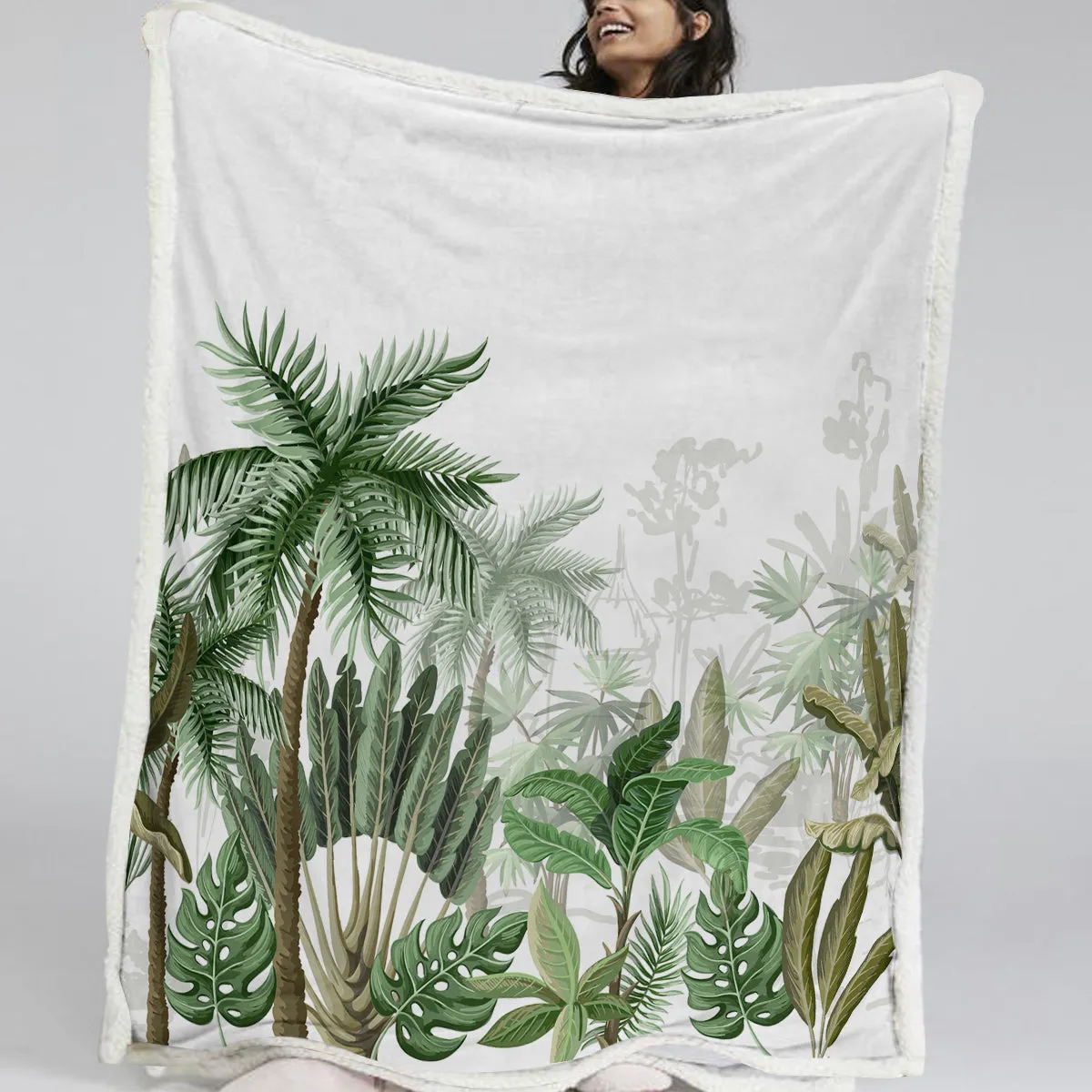 Vintage Tropical Soft Sherpa Blanket