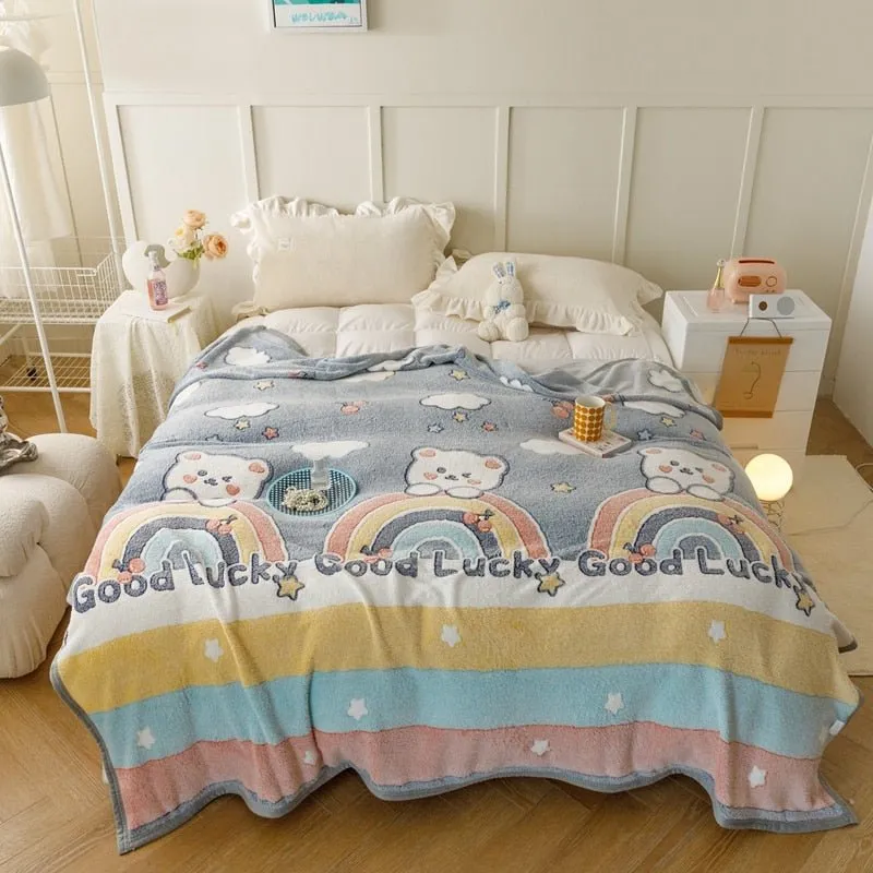 Winter Soft Coral Fleece Throw Blanket