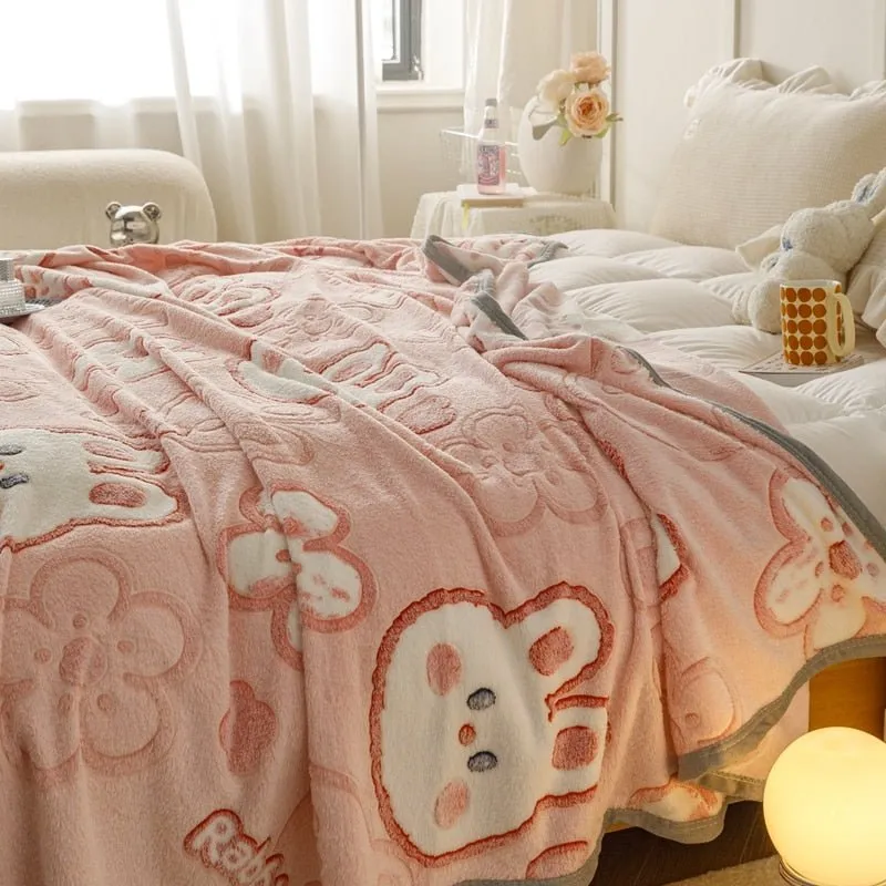 Winter Soft Coral Fleece Throw Blanket